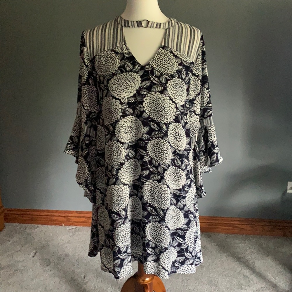 Navy and white boho style dress
